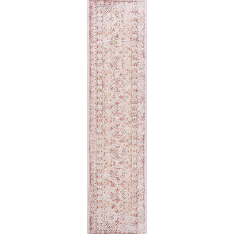 Beige 2'6'' X 10' Washable Area Rug Low-pile Non-slip Stain For Kitchen Dining Room Bedroom Living Pet & Non-shedding Bedroom, Kitchen, Room, - Safe