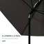 Parasol rectangulaire de 6,5 pi x 10 pi - Gris foncé Abri de table d'extérieur avec protection. Mécanisme pratique de manivelle et d'inclinaison. Réglable pour un effet de parasol préféré. Structure stable de l'évent