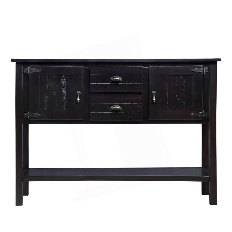 Sideboard Console Table With 2 Drawers And Cabinets And Bottom Shelf, Retro Style Storage Dining Buffet Server Cabinet