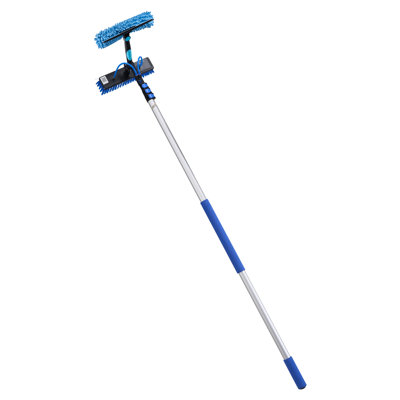 Solar Panel Cleaning Kit, 20 ft, Water Fed Pole Kit with Cleaning Brush, Soap Dispenser, Extendable Aluminum Telescopic Pole, 180° Rotatable Brush Head, for Roof Mounted Solar Panels, Windows