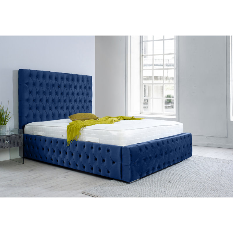 Juna Upholstered Bed, Single (3'), Blue