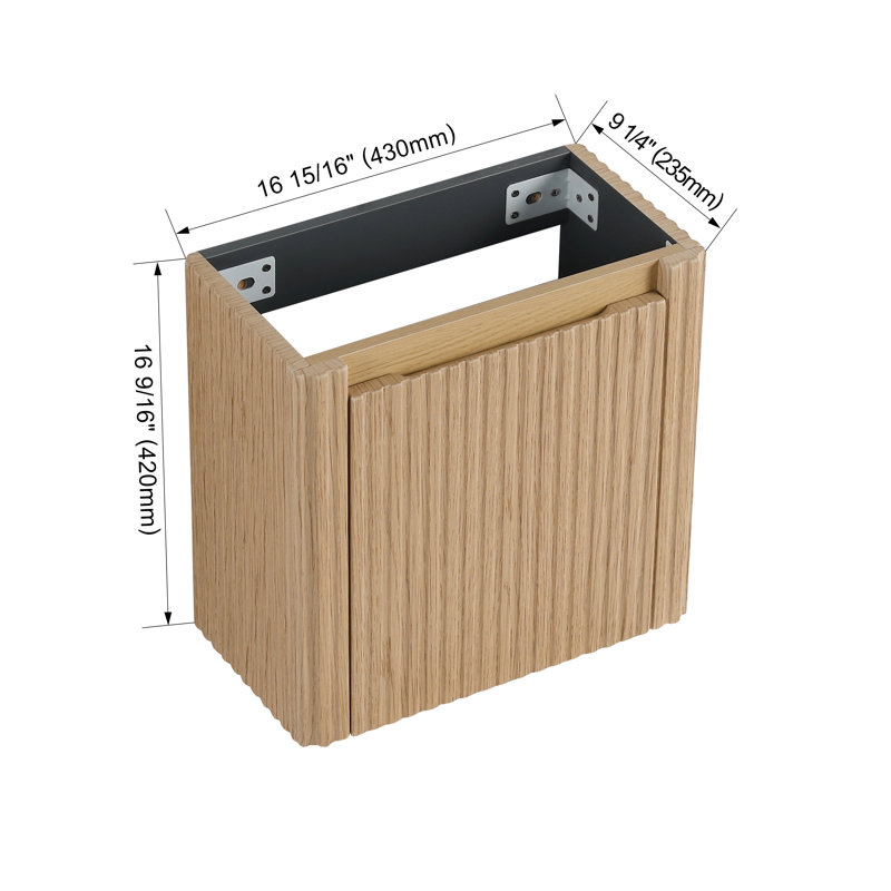 Meuble-lavabo mural avec lavabo en céramique et porte simple en MDF à fermeture en douceur, 18"