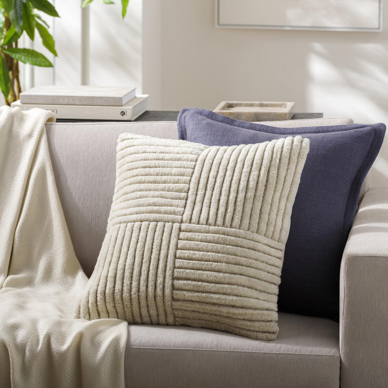 Tunisia Striped Wool Blend Reversible Throw Pillow, Polyester, 20"H x 20"W