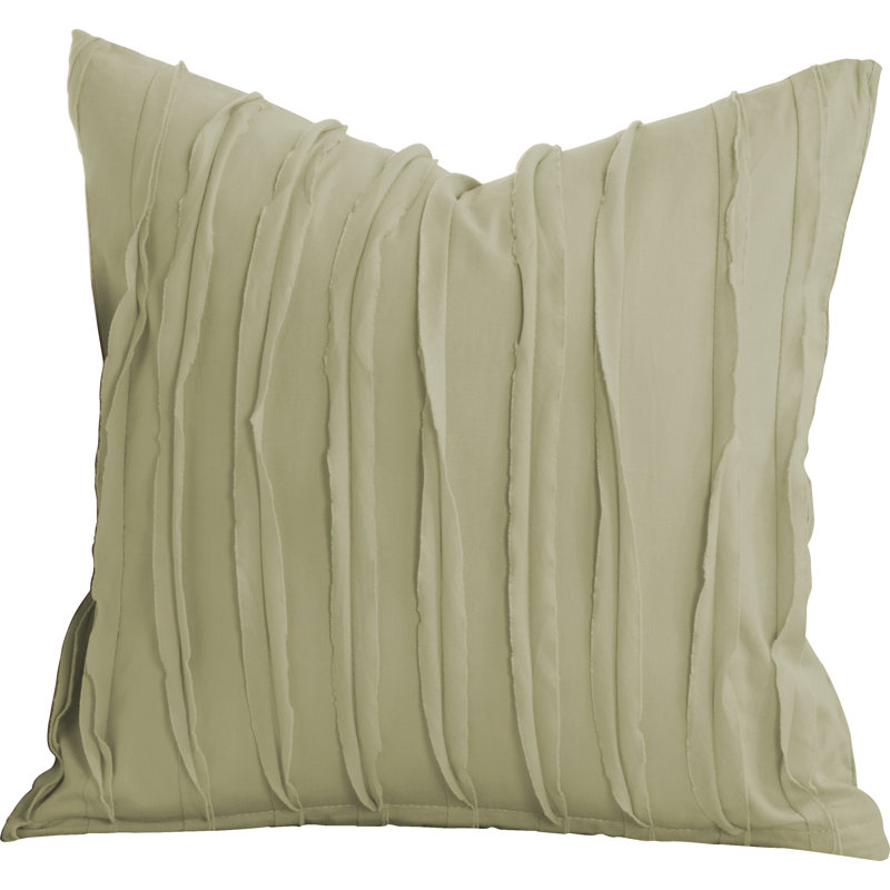 Tattered Ruffled Cotton Throw Pillow, 26" x 26", Sea Spray