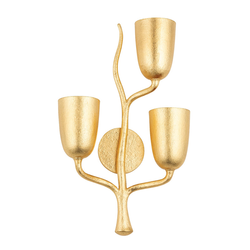 Vine 3 - Light Candle Wall Light, Gold Leaf