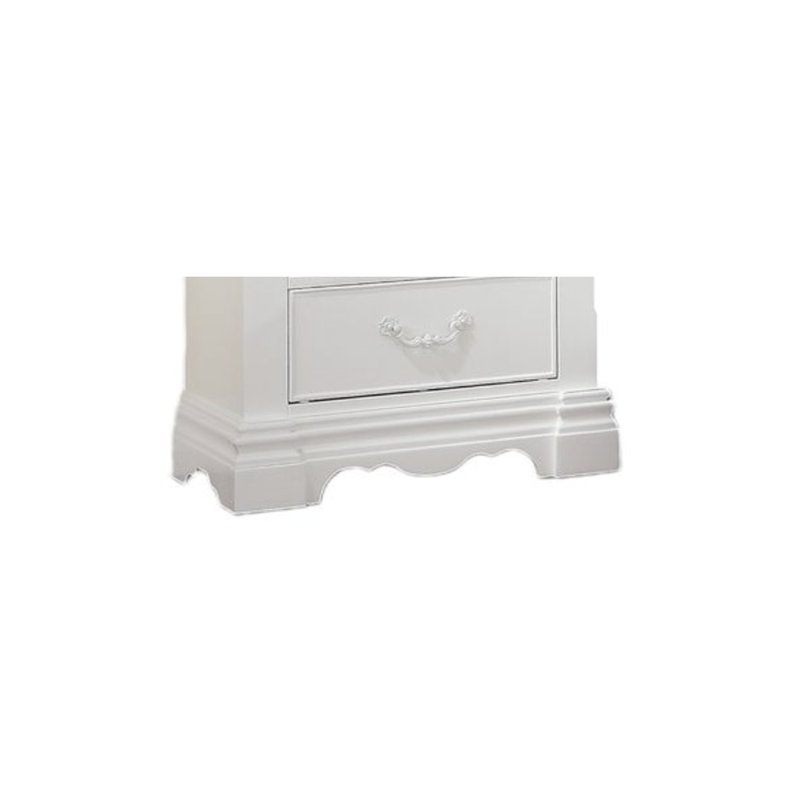 Table de chevet 3 en blanc avec plateau en feutre et 18 tiroirs cachés avec finition en bois 25,45 po