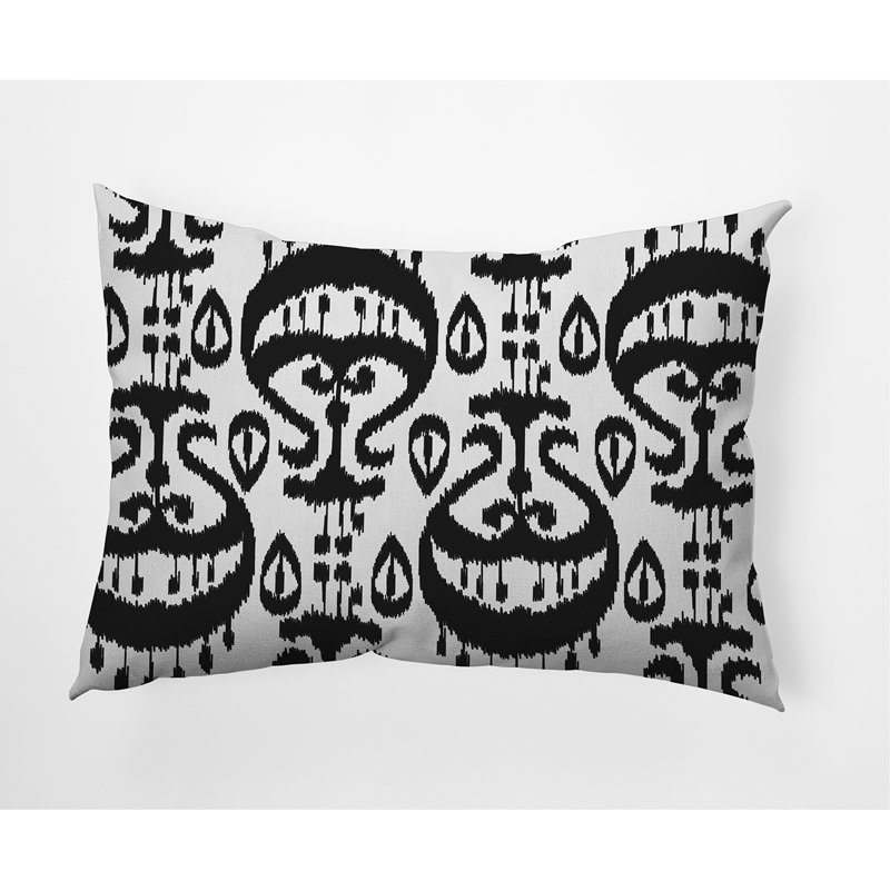 Ikat Outdoor Reversible Throw Pillow, Black