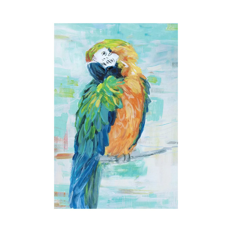 Island Parrot II by Sally Swatland - Wrapped Canvas Painting, 20.32 cm H x 30.48 cm W