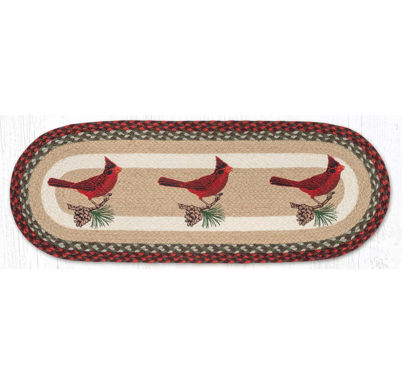 Earth Rugs Cardinal Pinecone Oval Table Runner 36" H, Cardinal Pinecone