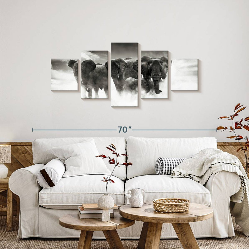 Etosha Park Elephants, 24" H x 55" W