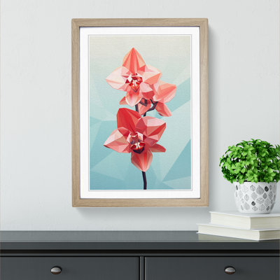 Orchid Flower Geometric - Single Picture Frame Print on Wood