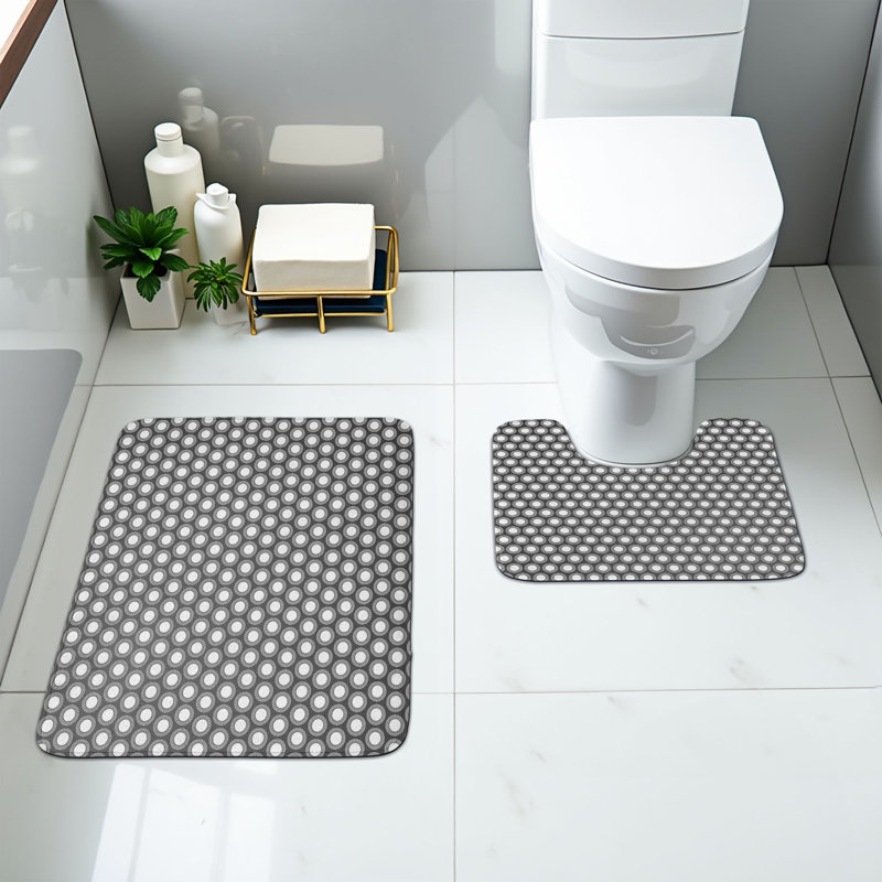  Ensemble de tapis géométriques pour salle de bain 2 pièces