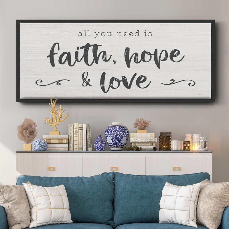 Faith Hope Love - toile encadrée, H 20 po x l 50 po