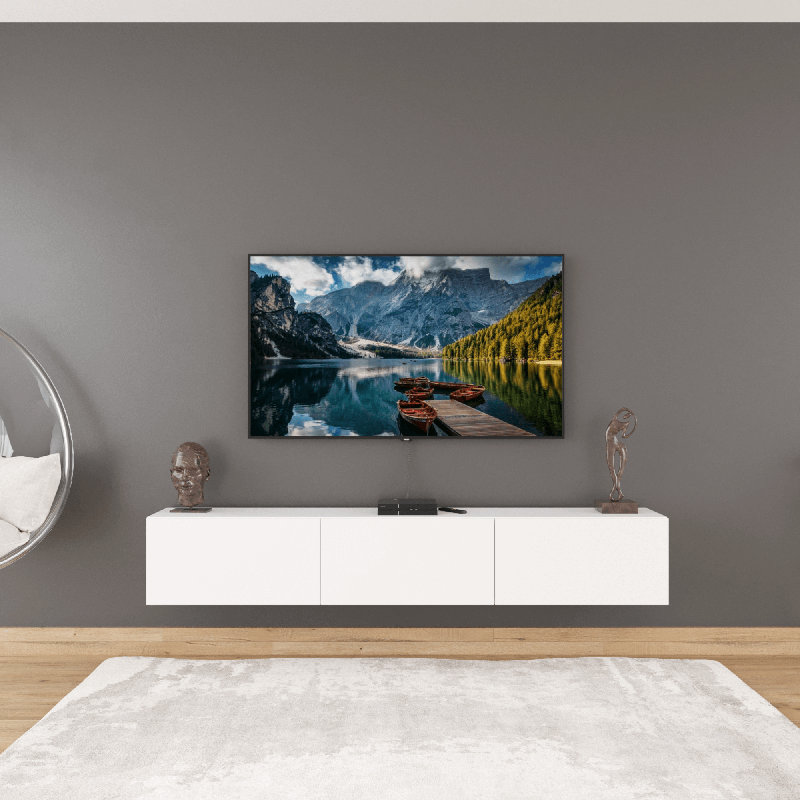Colima 180 cm Wall-Mounted TV Unit with 3 Doors, Manufactured Wood, Wood White