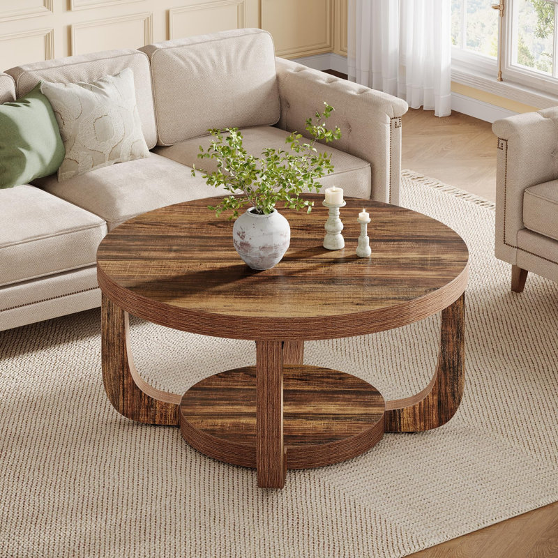 Table basse, tables basses de style Mid-Century moderne, table à thé ovale en bois avec pieds solides (brun), Brun