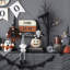 Gnome noir assis en tissu de 23,5 po de hauteur - décor d'Halloween de Bruce avec ailes et chapeau écossais