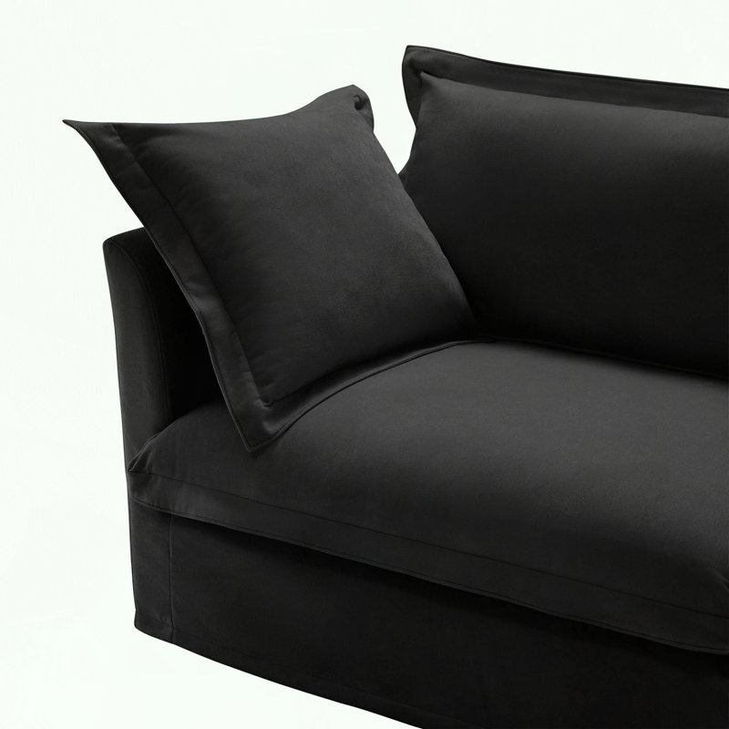 Modern Ottoman with Removable Chenille Cover, Black