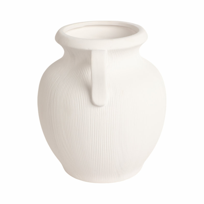 Stoneware Table Vase, 10" H x 9" W x 8" D, White