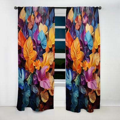 Grainger - Rideau à feuilles - Rideau floral occultant en velours - 1 panneau