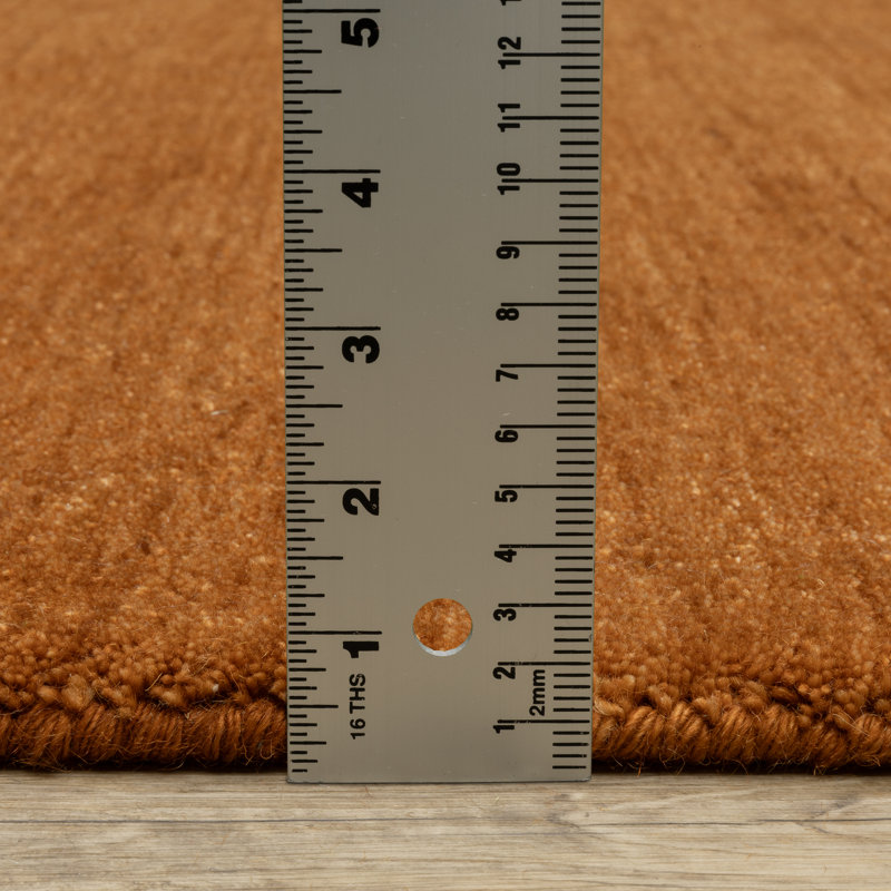 Tapis en laine rouille unie Makhari, Tapis de couloir 2 pi 6 po x 8 pi