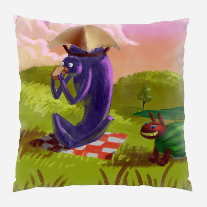 Coussin décoratif personnages Burney, Microsuède, Intérieur