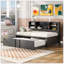 Lit de jour simple en métal avec lit gigogne simple, tablettes de rangement et ports USB