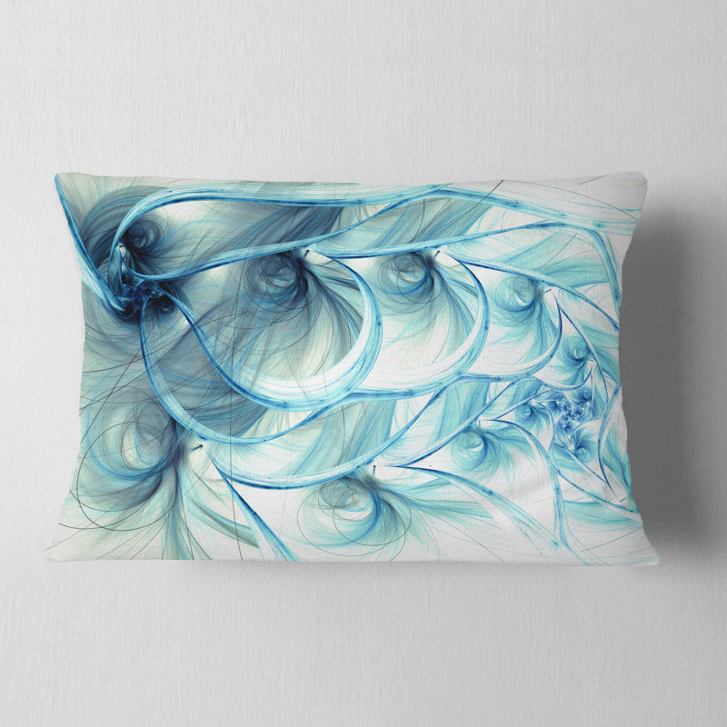 Coussin décoratif bleu clair à motif floral fractal