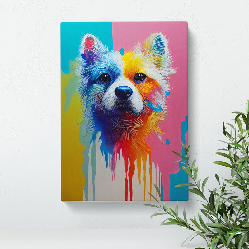 Painted Dog No.3 - Wrapped Canvas Painting, 50cm H x 35cm W x 3cm D