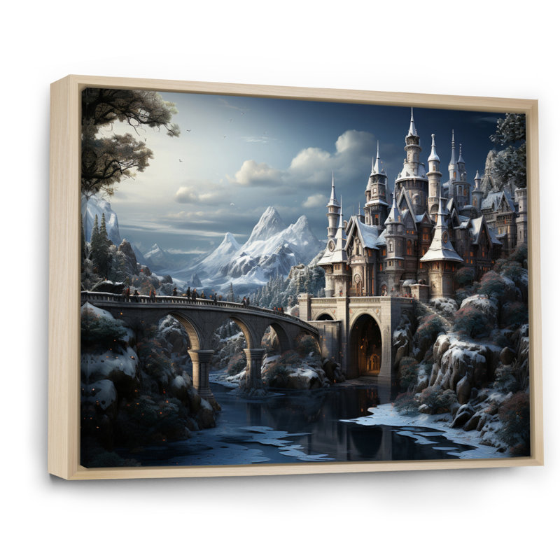 Winter Castle, reproduction d'art sur toile, H 34 po x l 44 po x P 1,5 po, Cadre naturel flottant