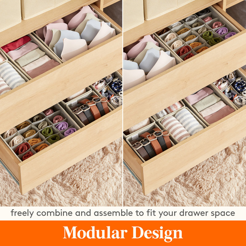 Closet Underwear Drawer Organizer Divider, 12 Pieces Fabric Foldable Dresser Organizers And Storage Bins For Storing Lingerie, Bra, Undies
