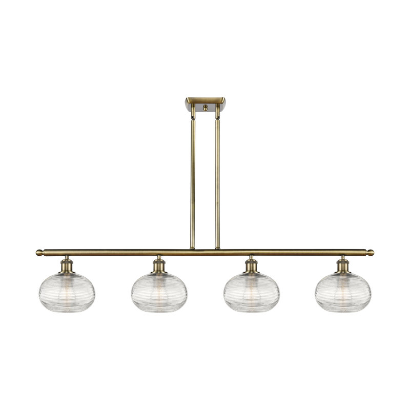 Luminaire suspendu pour îlot de cuisine 4 lumières Larrick, Laiton antique