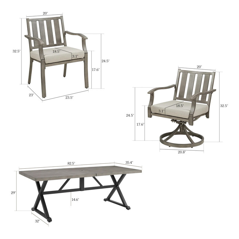 Ensemble de salle à manger de patio Azur avec coussins Sunbrella®, 8