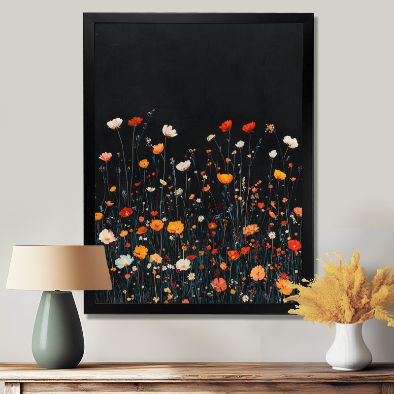 Mouton - Floral Canvas Art Print, Black, 20" H x 12" W, Single Picture Framed Print