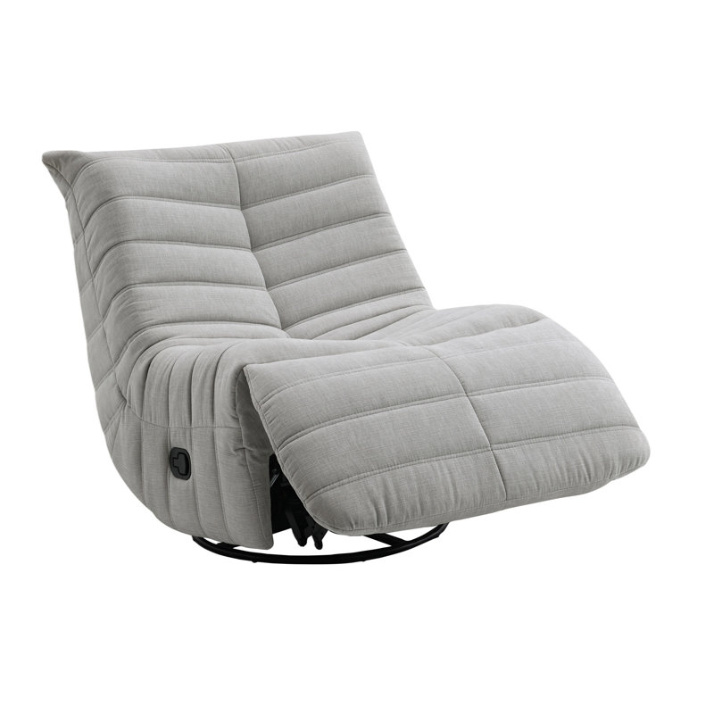 Oyster Chenille Glider Recliner With Swivel, Light Gray