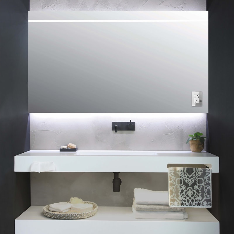 Adorne® 1-Gang+ Rocker Wall Plate, Mirror Black on Black