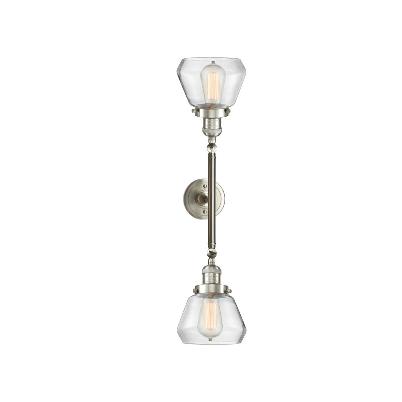 Éclairage pour salle de bain à intensité variable 2 lumières Chill, Nickel satiné brossé, Transparent