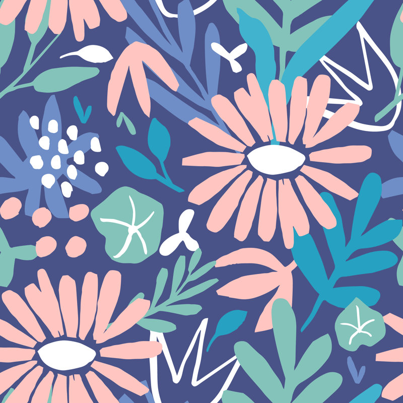Onaway Pink Flowers - Wrapped Canvas Print, 91cm H x 91cm W x 3.8cm D
