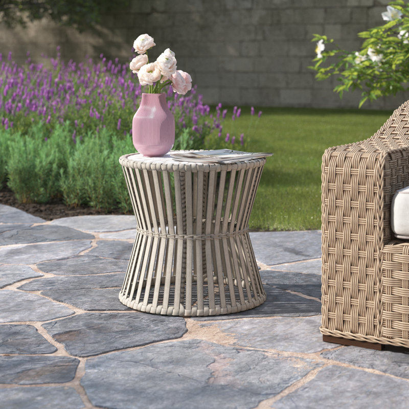 Stennis Round Wicker Outdoor Side Table , 19.5'' in. W 19.5'' in. D
