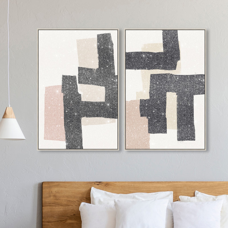 Nowhere Set Abstract Canvas Print by Oliver Gal, Black Frame, 10 x 15, 25"H x 37"W, Silver Floater Frame