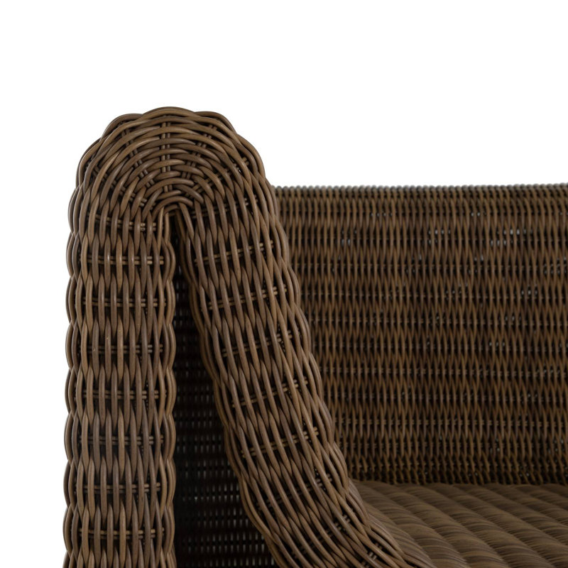 Como 90.75" Wide Outdoor Rectangle Patio Sofa with Cushions, Linen Snow, No Welt, Raffia