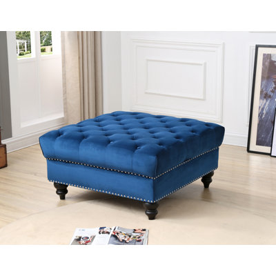 Nola 35" Wide Velvet Tufted Square Standard Ottoman by Glory Furniture
