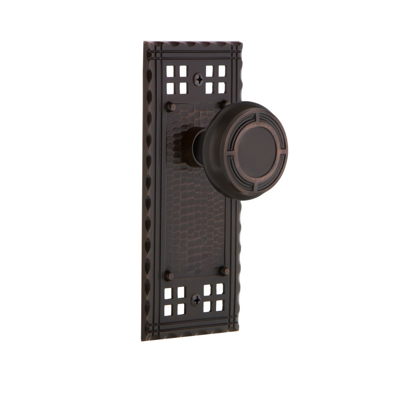 Craftsman Plate with Mission Door Knob, Timeless Bronze, 2-3/8"