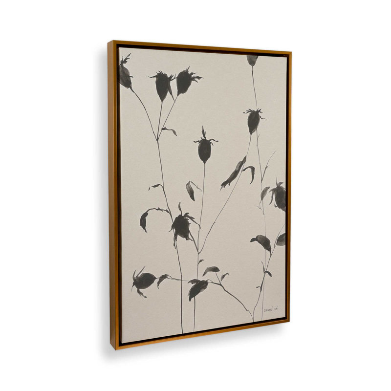 «Black Ink Botanicals II», reproduction sur toile, H 30,75 po x l 20,75 po, Or poli