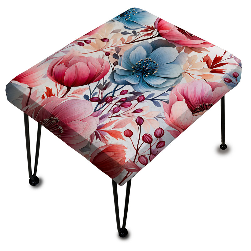 Watercolor Pastel Dreams Garden - Floral Rectangle Ottoman
