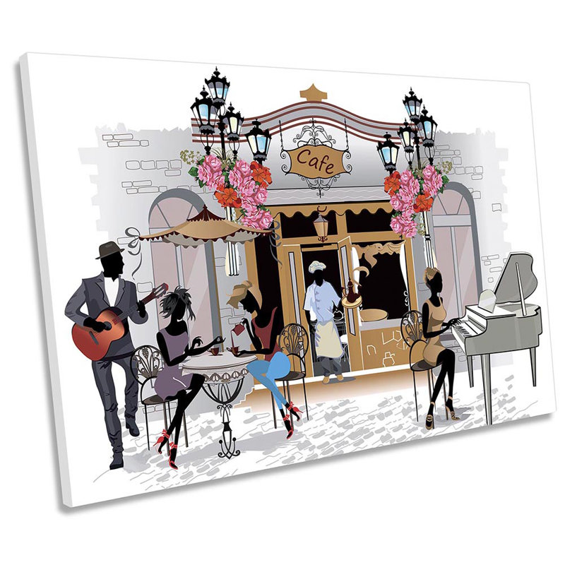 Café Music Street - Wrapped Canvas Painting, 30.5cm H x 45.7cm W