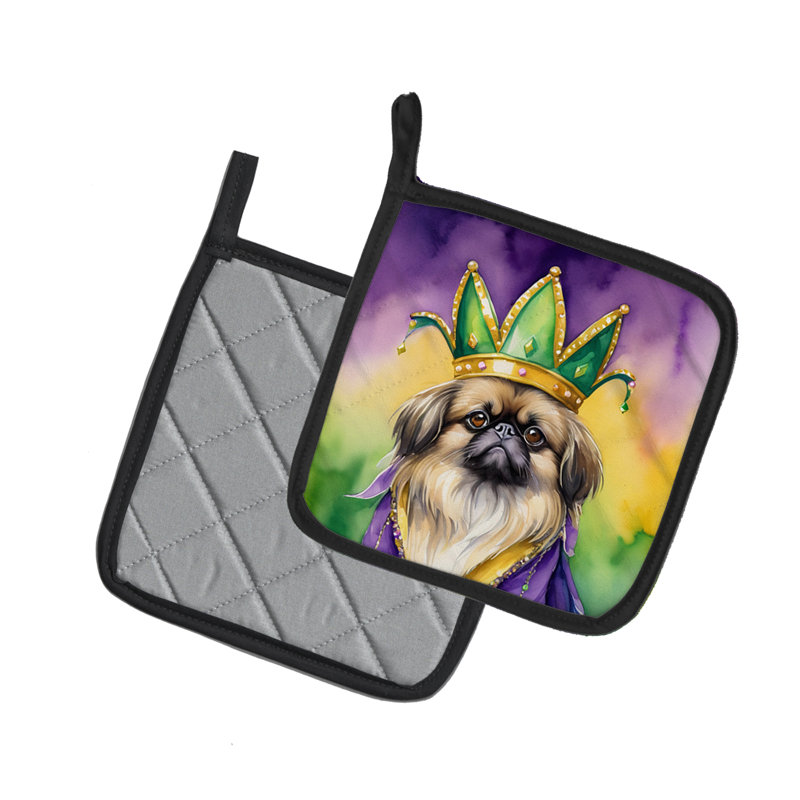 Paire de porte-casseroles Pekingese King of Mardi Gras