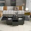 Table basse noire avec plateau coulissant extensible et 2 compartiments de rangement cachés