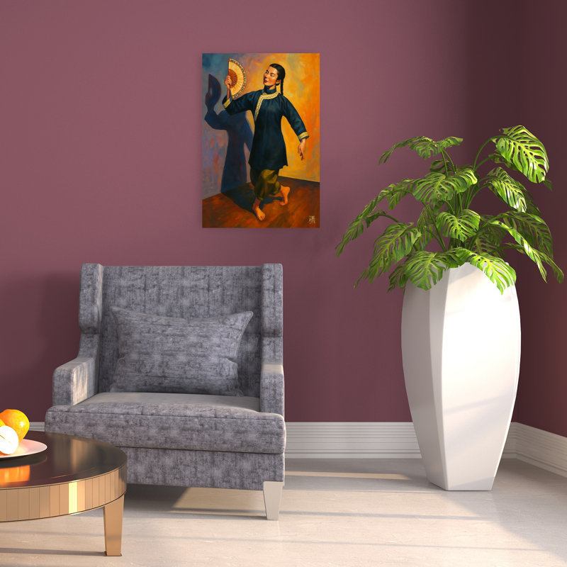 «Graceful Fan Dancer Elegant Peaceful Serene Portrait», art mural, H 24 po x l 16 po