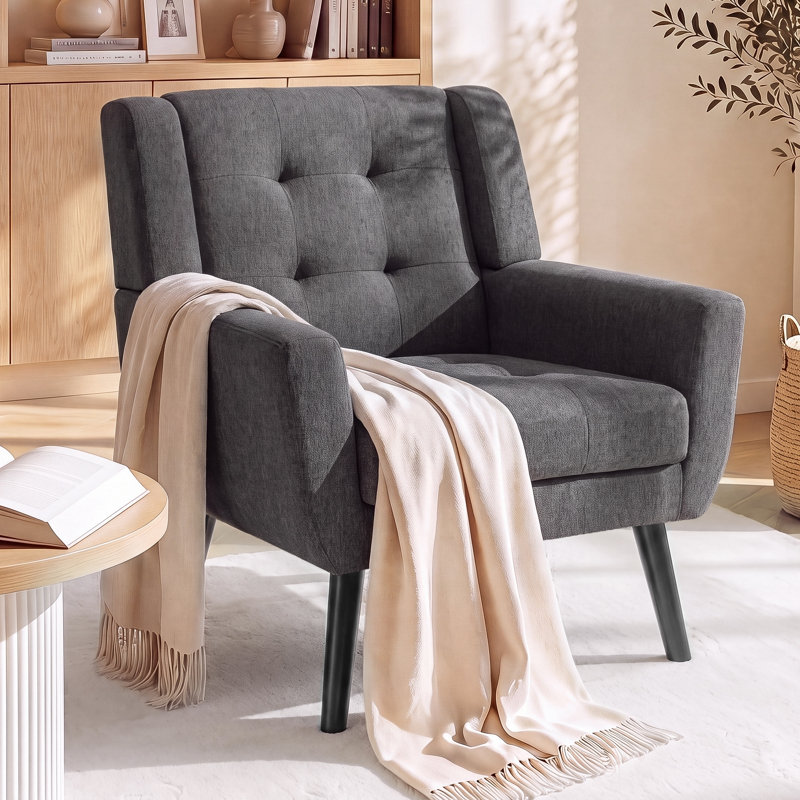 Fauteuil d'appoint Bolanle, Lin gris foncé