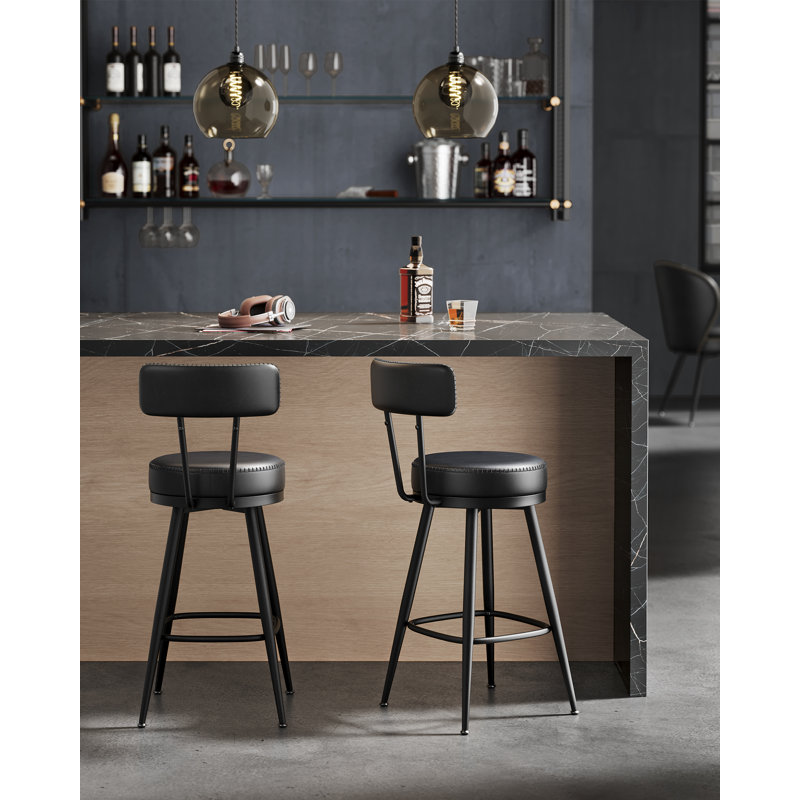 Swivel Upholstered Counter Stool with Metal Frame